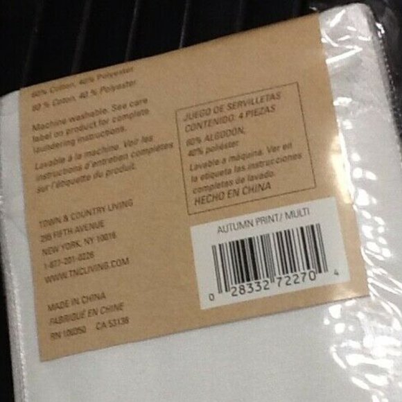 4 new Autumn Medley 60% Cotton Table Napkins w/ Pumpkins for Thanksgiving decor - Picture 9 of 10